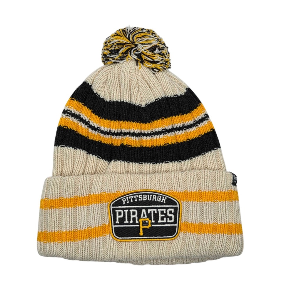 '47 Brand Pittsburgh Pirates MLB Home Patch Cuffed Knit Hat Cap Beanie Pom NWT